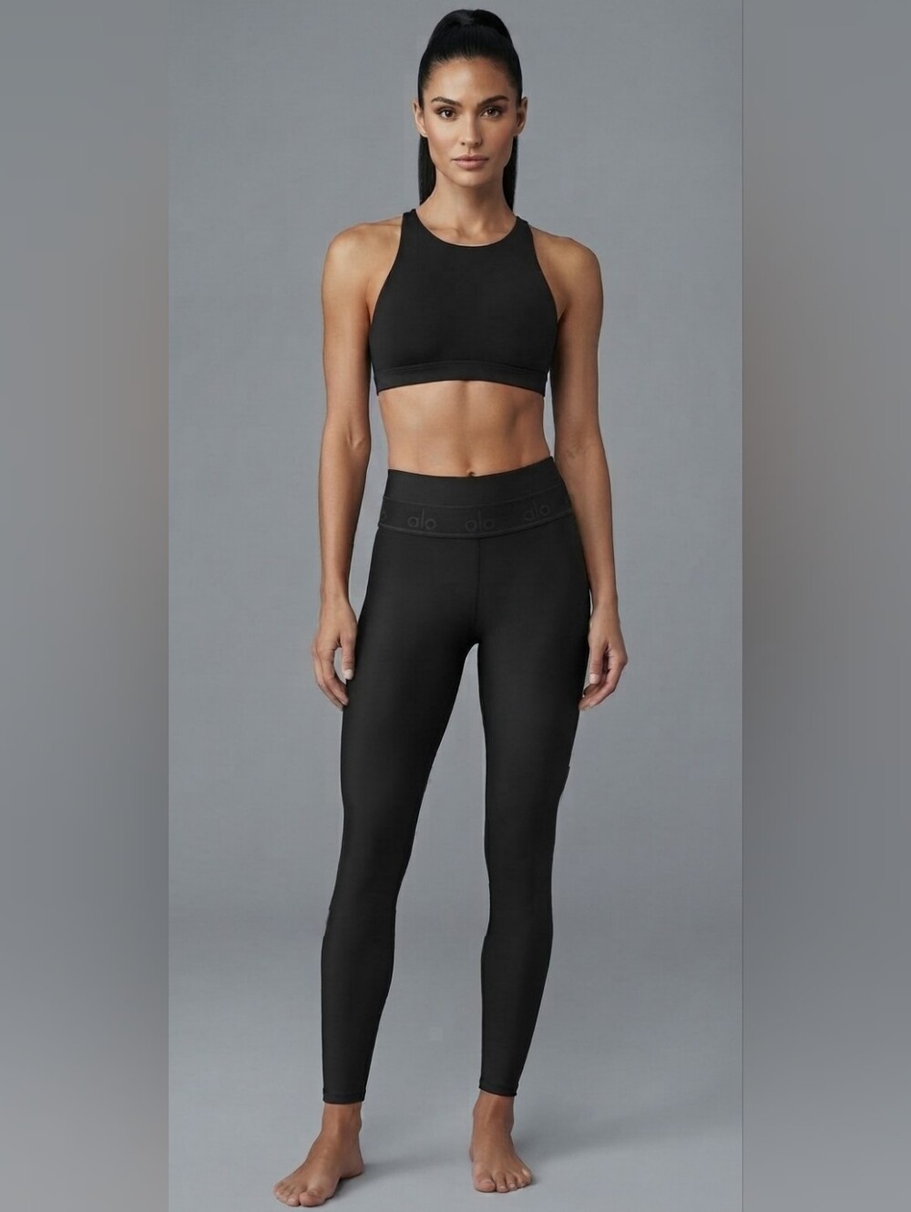 Alo Yoga Black High Waist Logo Band Leggings Women’s Size M